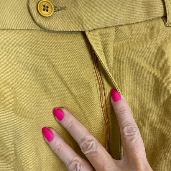 PETER CHRISTIAN Mens W 36 L 30 Mustard Flat Front Chinos Pants - Picture 3 of 13